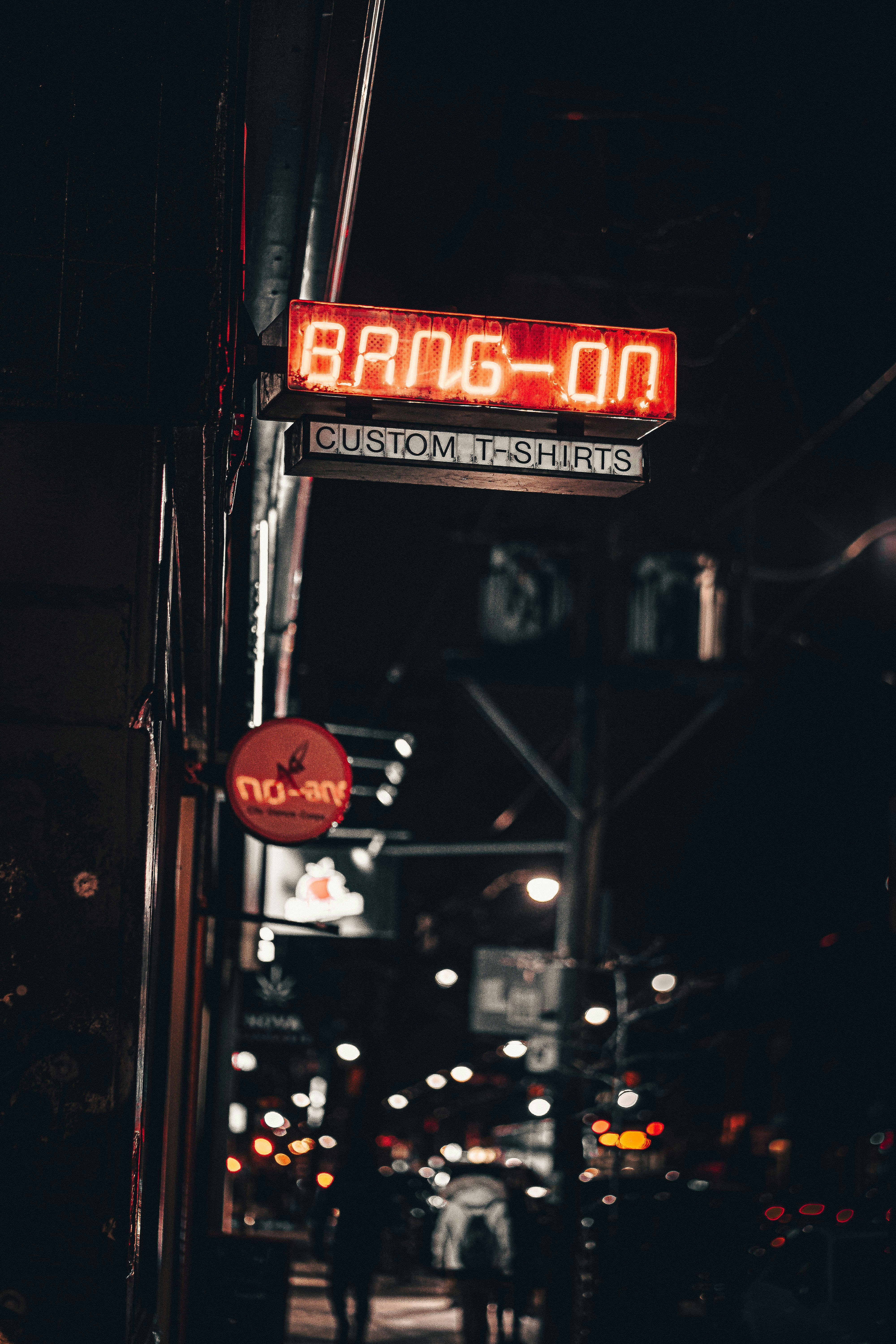 red and white open signage